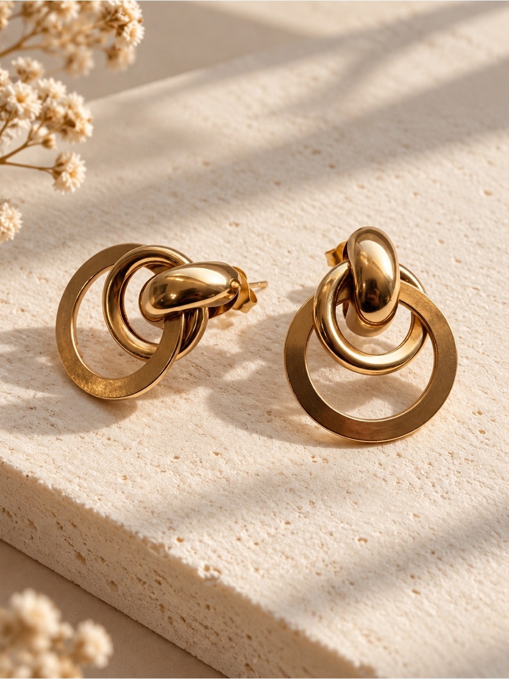 Gold-plated  Interlinked Hoop Drop Earrings